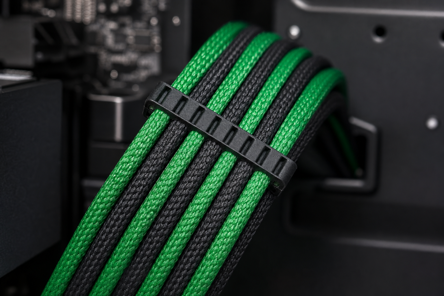 Cablaggio estetico con cavi sleeved colorati all'interno di un case PC