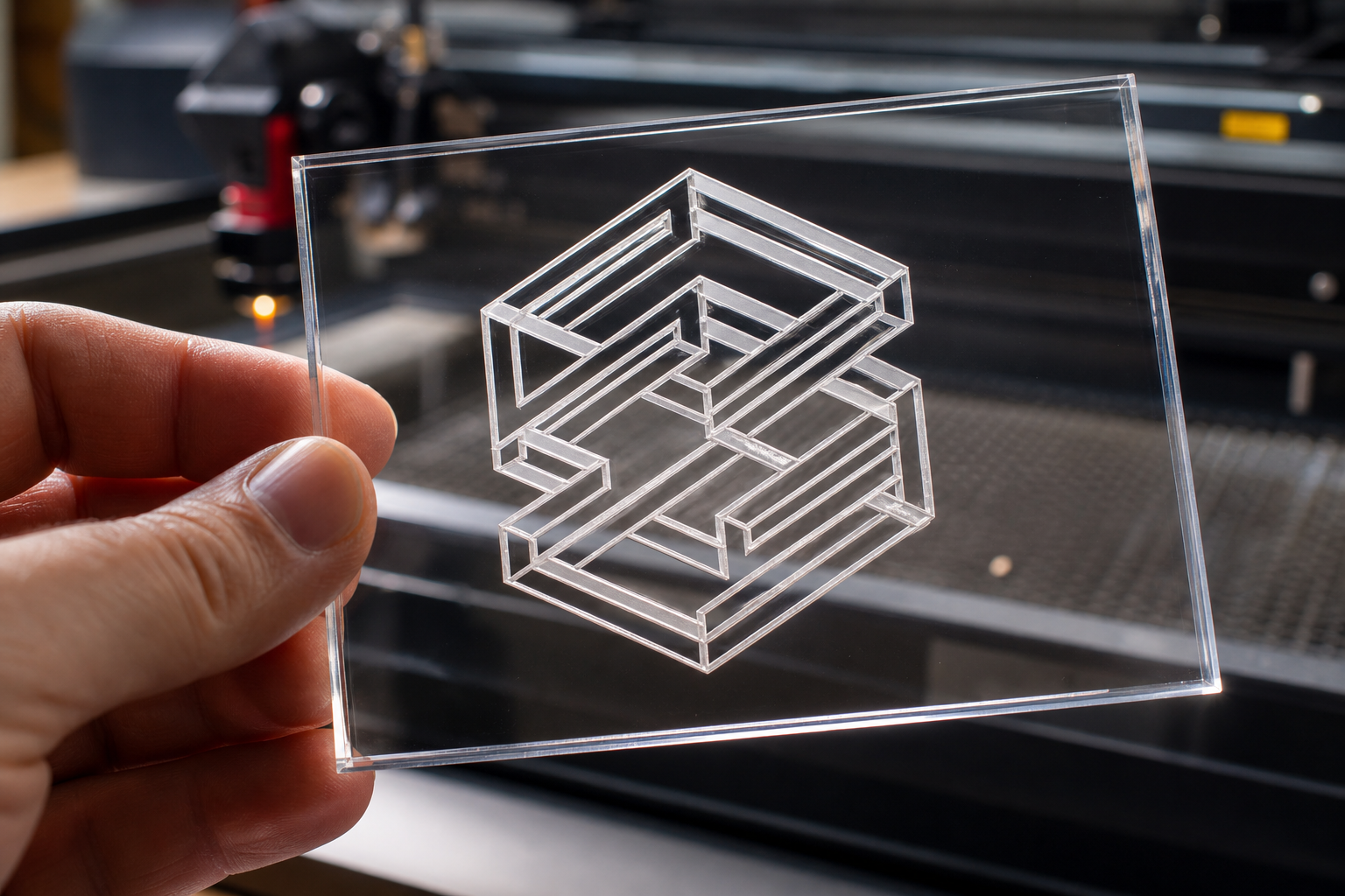 Pannello in plexiglass con incisione laser di un logo personalizzato